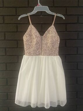 Speechless Blush Pink Sequin Bodice White Tulle Skirt Party Dress